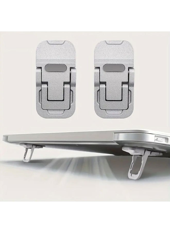 Shield Laptop Bracket Desktop Elevated Heat Dissipation Bracket Invisible Folding Portable Aluminum Alloy Small Bracket-Color:Two-speed Alloy Silver