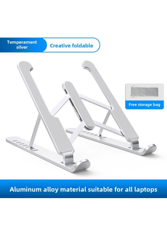 HUA PX/Huapuxing Aluminum Alloy Heat Dissipation Notebook Stand Folding Desktop Display Stand Desktop Pad Height-Color:Pl1 [silver] Aluminum Alloy Notebook Stand