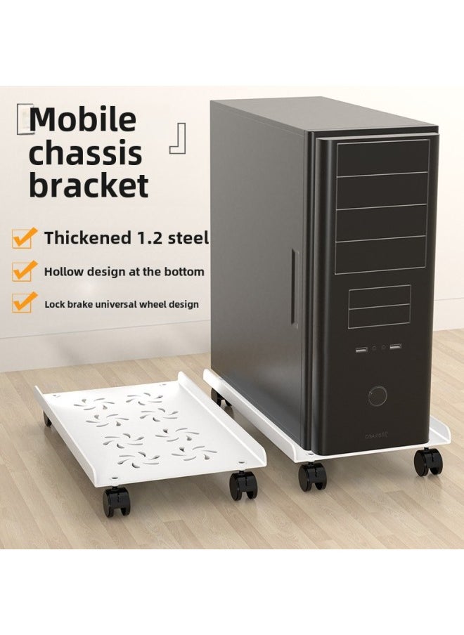 Computer Host Bracket Movable Rack Pulley Finishing Storage Rack Computer Mobile Rack Direct Wholesale-Color:Black Simple/Increased Thickened 1.2mm Cold Rolled Steel Adjustable [Universal Wheel With Brake]]