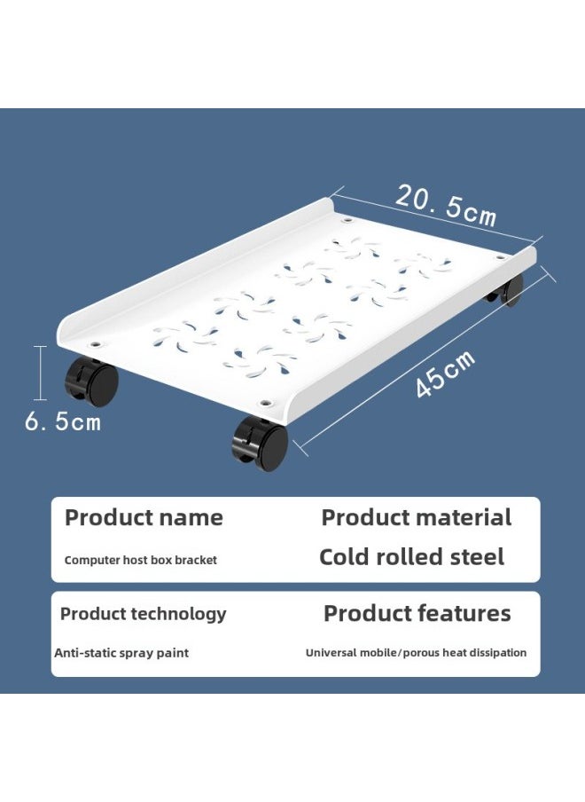 Computer Host Bracket Movable Rack Pulley Finishing Storage Rack Computer Mobile Rack Direct Wholesale-Color:Black Simple/Increased Thickened 1.2mm Cold Rolled Steel Adjustable [Universal Wheel With Brake]]