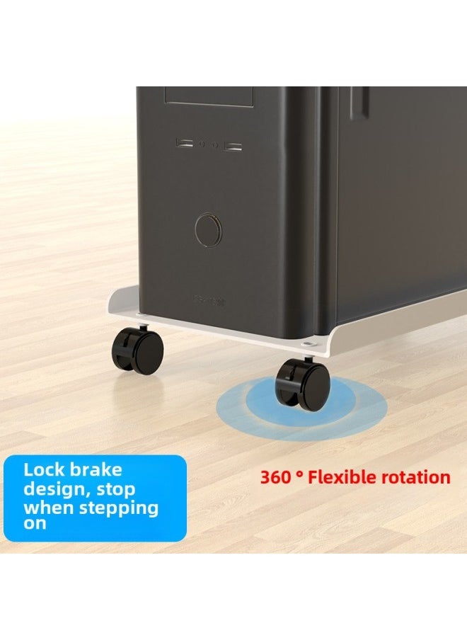 Computer Host Bracket Movable Rack Pulley Finishing Storage Rack Computer Mobile Rack Direct Wholesale-Color:Black Simple/Increased Thickened 1.2mm Cold Rolled Steel Adjustable [Universal Wheel With Brake]]