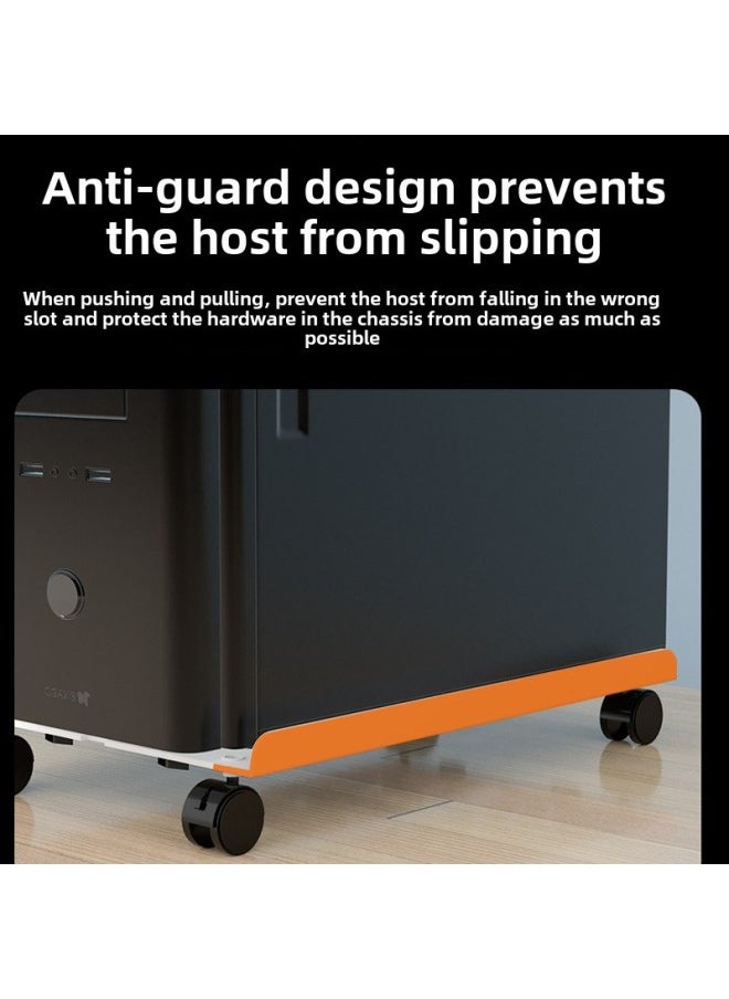 Computer Host Bracket Movable Rack Pulley Finishing Storage Rack Computer Mobile Rack Direct Wholesale-Color:Black Simple/Increased Thickened 1.2mm Cold Rolled Steel Adjustable [Universal Wheel With Brake]]
