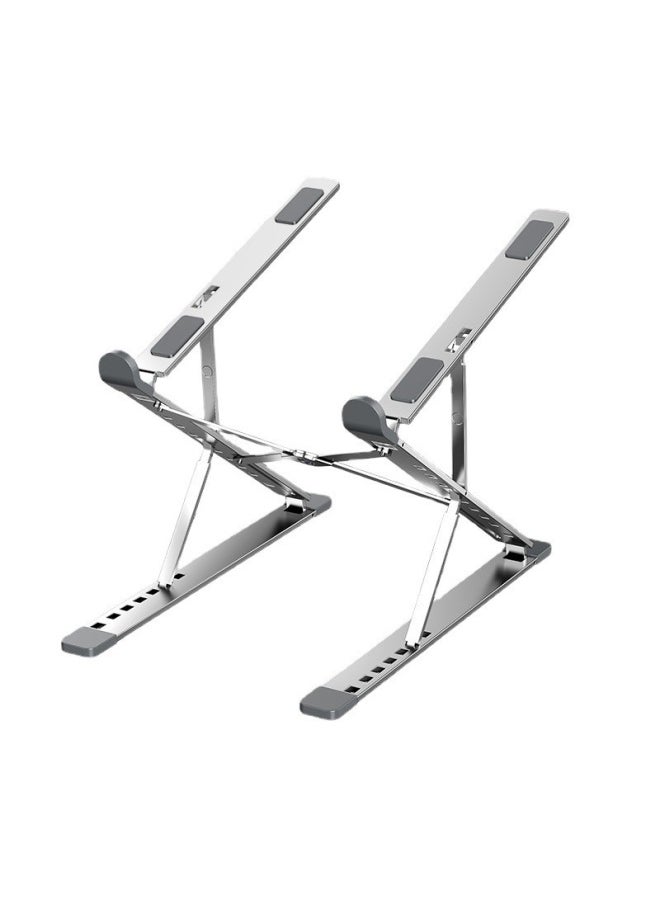 Laptop Bracket Double-layer Desktop Aluminum Alloy Metal Bracket Folding Heat Dissipation Lifting Flat Bracket-Color:N8 Aluminum Alloy Black-7+9 Gear Large Size