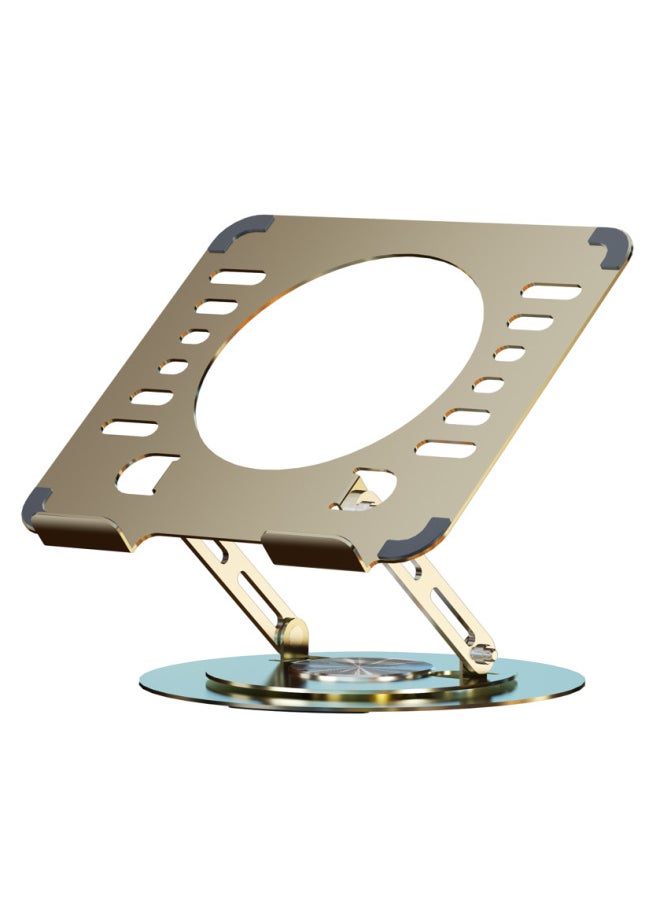 Laptop Stand 360-degree Rotating Adjustable Lifting Bracket Portable Storage Office Tablet Support-Color:Gold