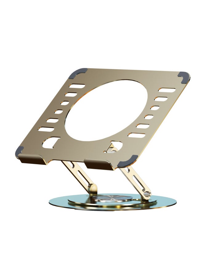 Laptop Stand 360-degree Rotating Adjustable Lifting Bracket Portable Storage Office Tablet Support-Color:Gold