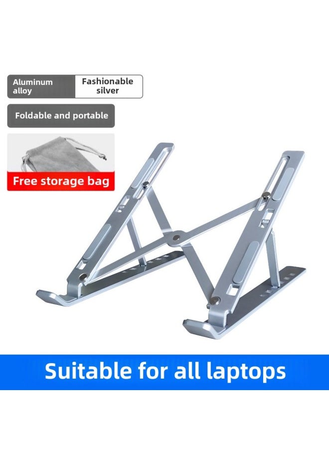 Notebook Computer Aluminum Alloy Bracket Bracket Desktop Height Cooling Folding Portable Support Hanging Vertical Adjustment-Color:Apple Silver