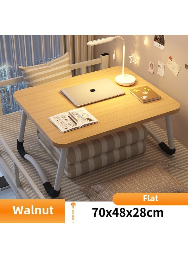 Bed Small Table Foldable Table Laptop Table Desk Home Simple Bracket Bay Window Reading Table University-Color:Walnut [extra Large Style⭐70*48*28】