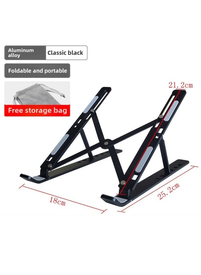 Notebook Computer Aluminum Alloy Bracket Bracket Desktop Height Cooling Folding Portable Support Hanging Vertical Adjustment-Color:Space Black
