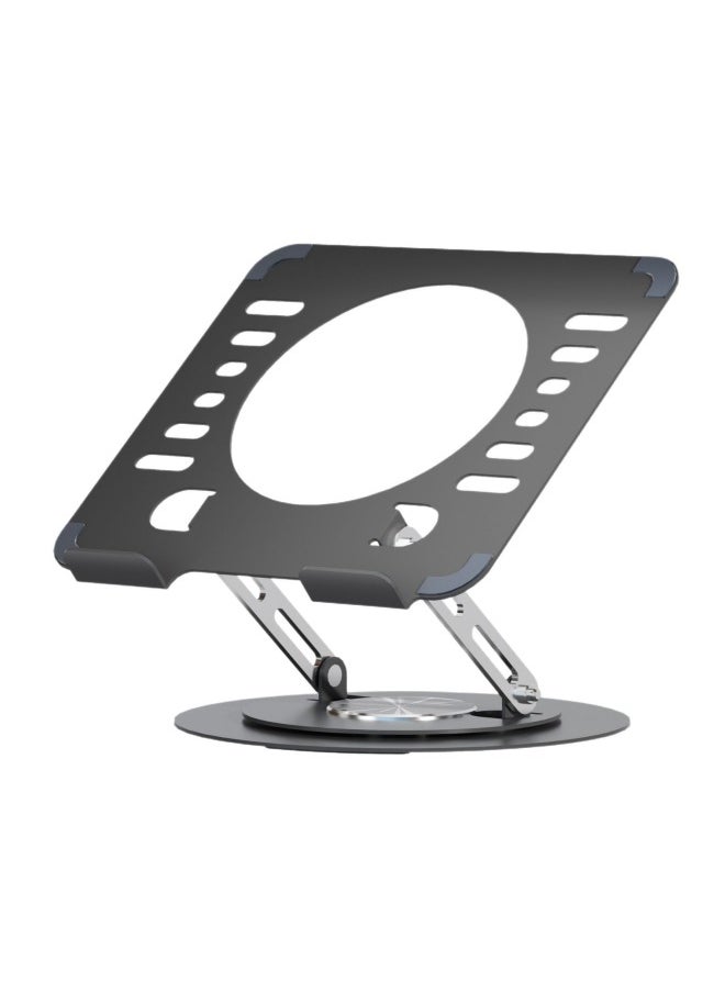 Laptop Stand 360-degree Rotating Adjustable Lifting Bracket Portable Storage Office Tablet Support-Color:Black