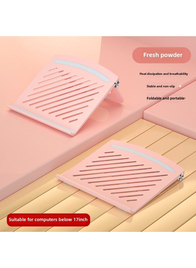 Laptop Stand Tablet Desktop Lifting Stand Portable Folding Cooling Fan Computer Stand-Color:Pink ]