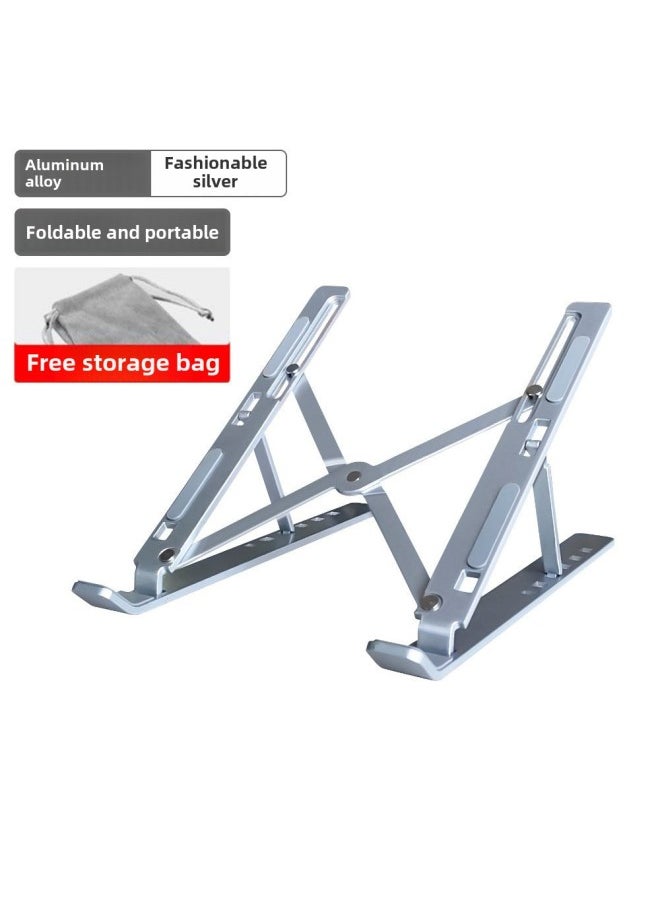Notebook Computer Aluminum Alloy Bracket Bracket Desktop Height Cooling Folding Portable Support Hanging Vertical Adjustment-Color:Apple Silver