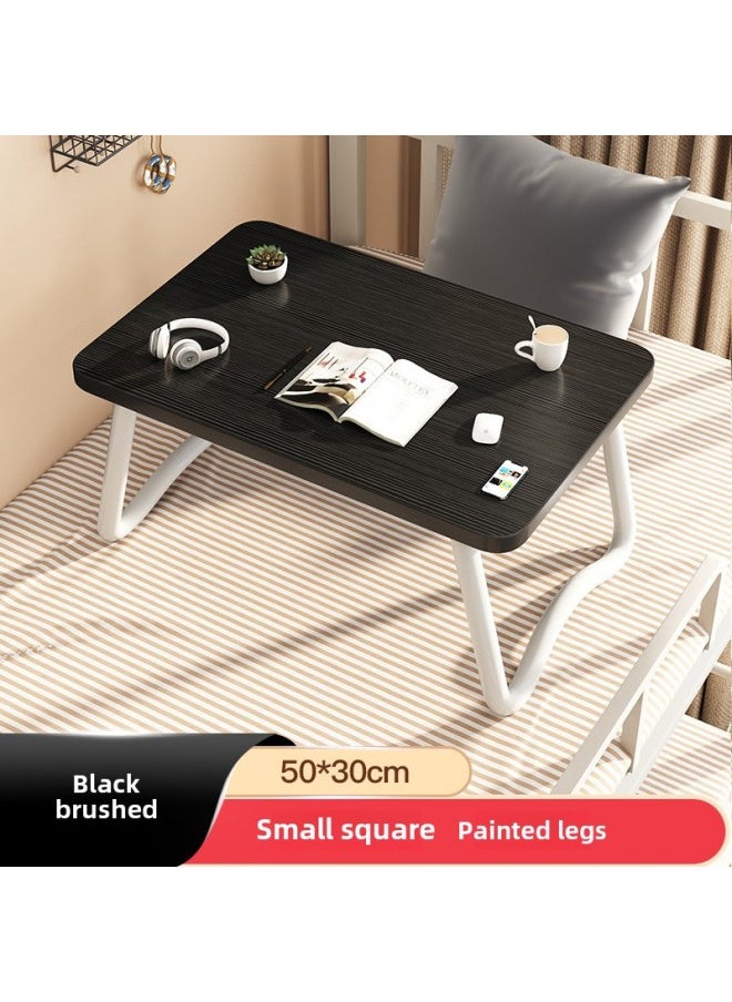 Bed Small Table Foldable Table Laptop Table Desk Home Simple Bracket Bay Window Reading Table University-Color:Black Brushed  50*30