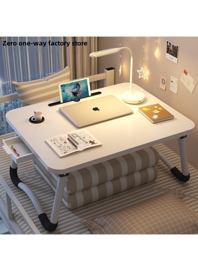 Bed Small Table Foldable Table Laptop Table Desk Home Simple Bracket Bay Window Reading Table University-Color:Black Brushed  50*30