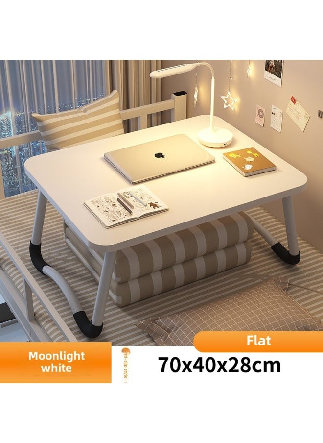 Bed Small Table Foldable Table Laptop Table Desk Home Simple Bracket Bay Window Reading Table University-Color:Moonlight White [large Size⭐70*40*28】