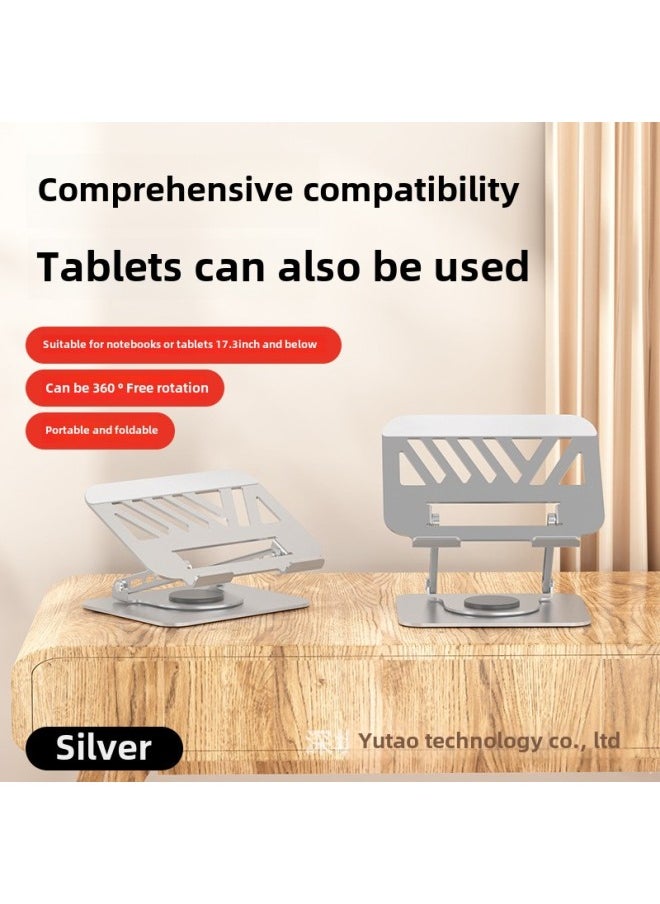 Carbon Steel Laptop Stand Desktop Liftable Foldable Heightening Heat Dissipation Flat Plate Stand Wholesale-Color: Universal For Tablets/laptops - All Metal + 360 Degree Rotation