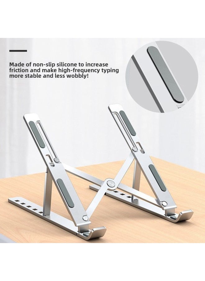 Notebook Computer Aluminum Alloy Bracket Bracket Desktop Height Cooling Folding Portable Support Hanging Vertical Adjustment-Color:Space Black