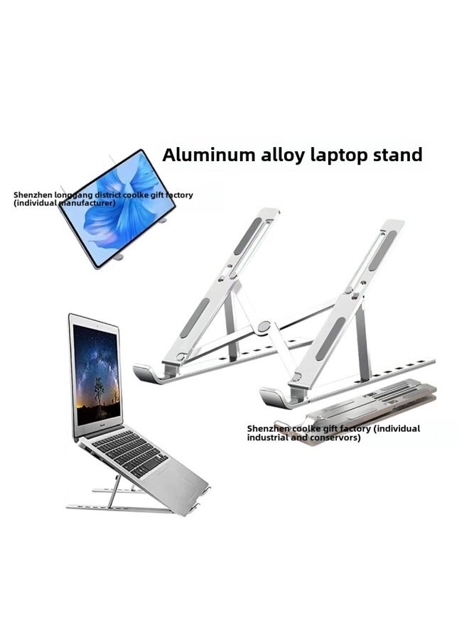 Notebook Computer Aluminum Alloy Bracket Bracket Desktop Height Cooling Folding Portable Support Hanging Vertical Adjustment-Color:Space Black