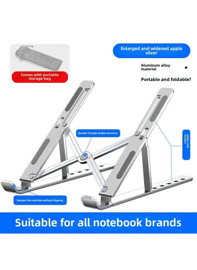 Notebook Computer Aluminum Alloy Bracket Bracket Desktop Height Cooling Folding Portable Support Hanging Vertical Adjustment-Color:Space Black