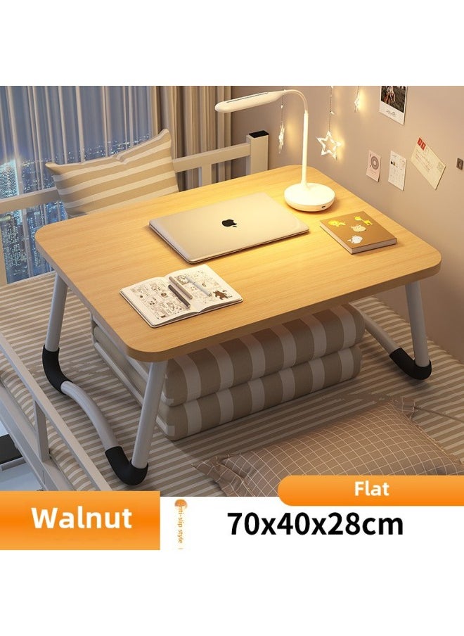 Bed Small Table Foldable Table Laptop Table Desk Home Simple Bracket Bay Window Reading Table University-Color:Walnut [extra Large Size⭐70*40*28】