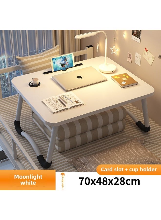 Bed Small Table Foldable Table Laptop Table Desk Home Simple Bracket Bay Window Reading Table University-Color:Moonlight White
