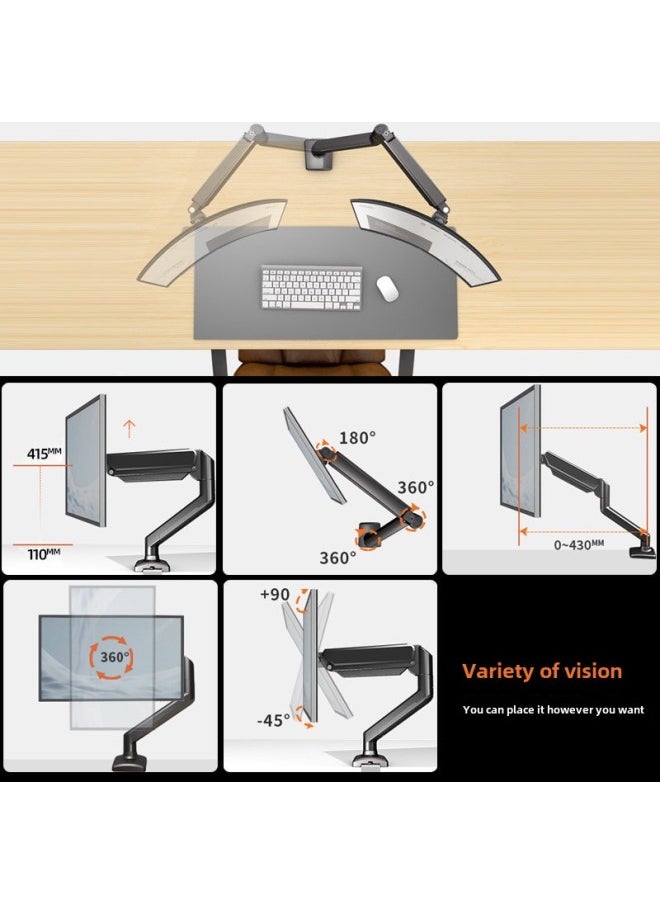 Jianleji Straight Hair 17-32 Inch Computer Mechanical Arm Bracket Punch-free Lifting Display Vertical Screen Rotation-Color:17-32inch Air Pressure Hover Rack 2-9kg White
