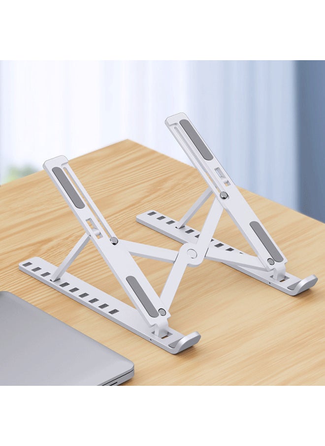 N3 Large Plastic Ten-gear Laptop Stand Foldable Portable Laptop Rack-Color:18inch Aluminum Alloy Silver