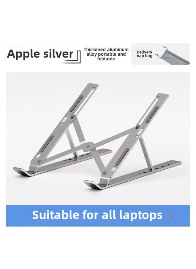 N3 Large Plastic Ten-gear Laptop Stand Foldable Portable Laptop Rack-Color:18inch Aluminum Alloy Silver