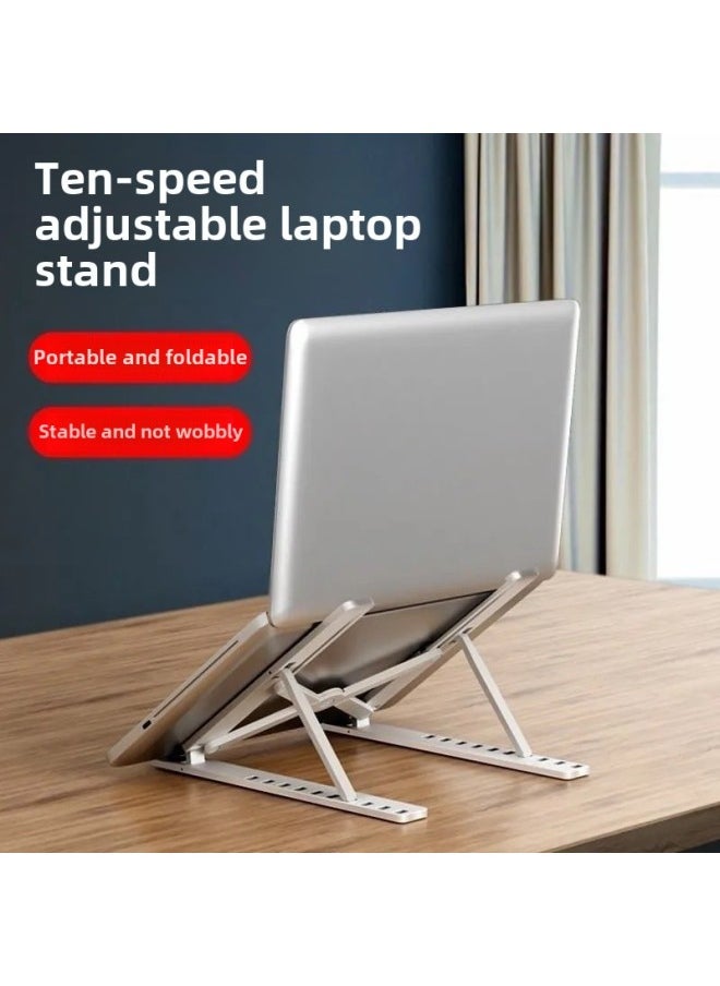 N3 Large Plastic Ten-gear Laptop Stand Foldable Portable Laptop Rack-Color:18inch Aluminum Alloy Silver