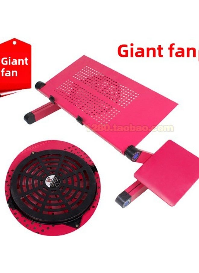 Laptop Stand With Radiator Folding Lifting Lazy Bed Desktop Portable Aluminum Alloy Elevated Base-Color:Cool Black Standard Giant Fan + Mouse Board