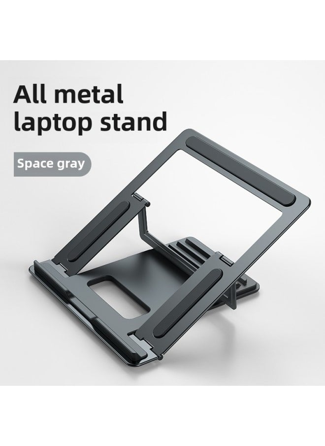 Metal Laptop Stand Desktop Slim Liftable Stand Metal Folding Storage Cooling Bracket-Color:Gray