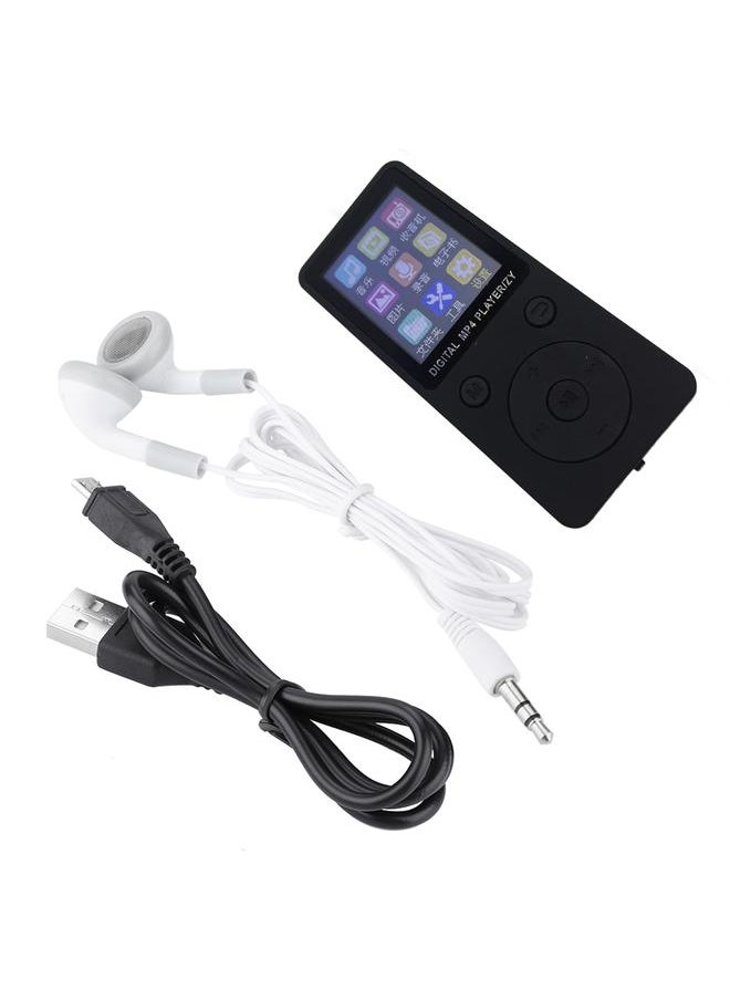 Portable Screen MP4 Music Player Support 32GB TF Card with Headphone Long Standby Time Black