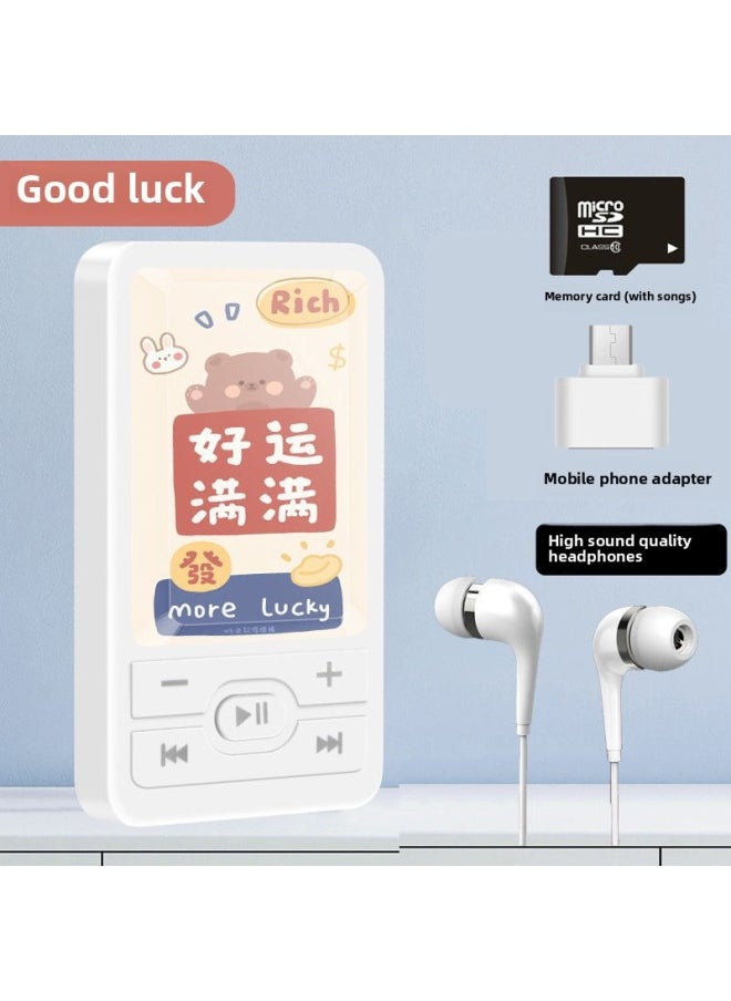 Students Listen To Songs Walkman High School Students Boys And Girls Mini Portable Sports Music Player-Body Color:A1 Full Of Good Luck-Memory Capacity:External Sound Version 16g Can Save 4000 Songs + 4-piece Set