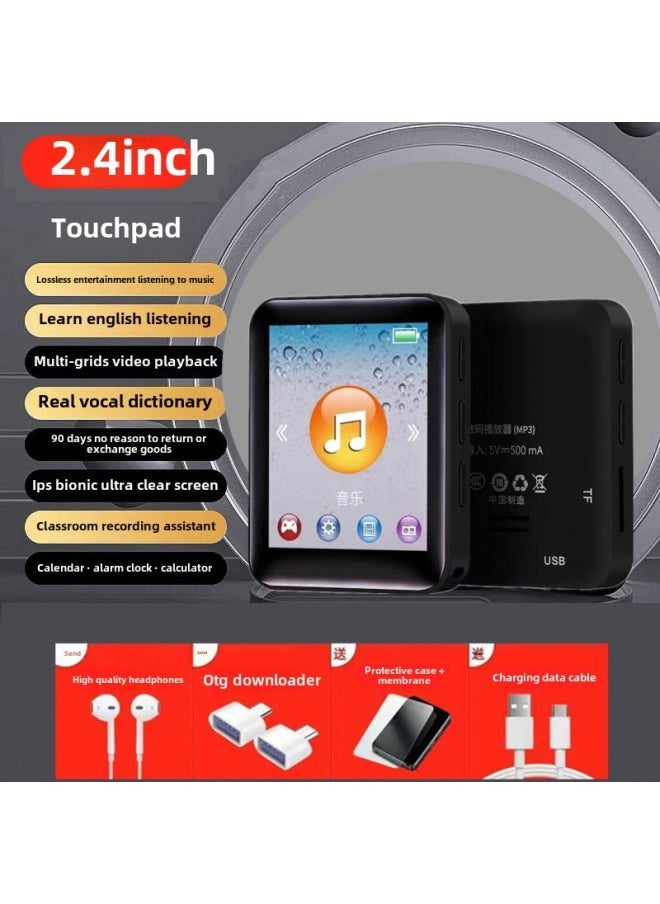 Student Version Mp3 Screen Mp4 Walkman Outside Bluetooth Mini Touch Screen English Reading Novels Listening To Songs Hao Bao Da-Body Color:2.4inch Touch Screen Black [voice Dictionary/increased Battery]-Memory Capacity:128gb Has Downloaded Popular Resources (songs + Novels) + Protective Cover - Official Standard