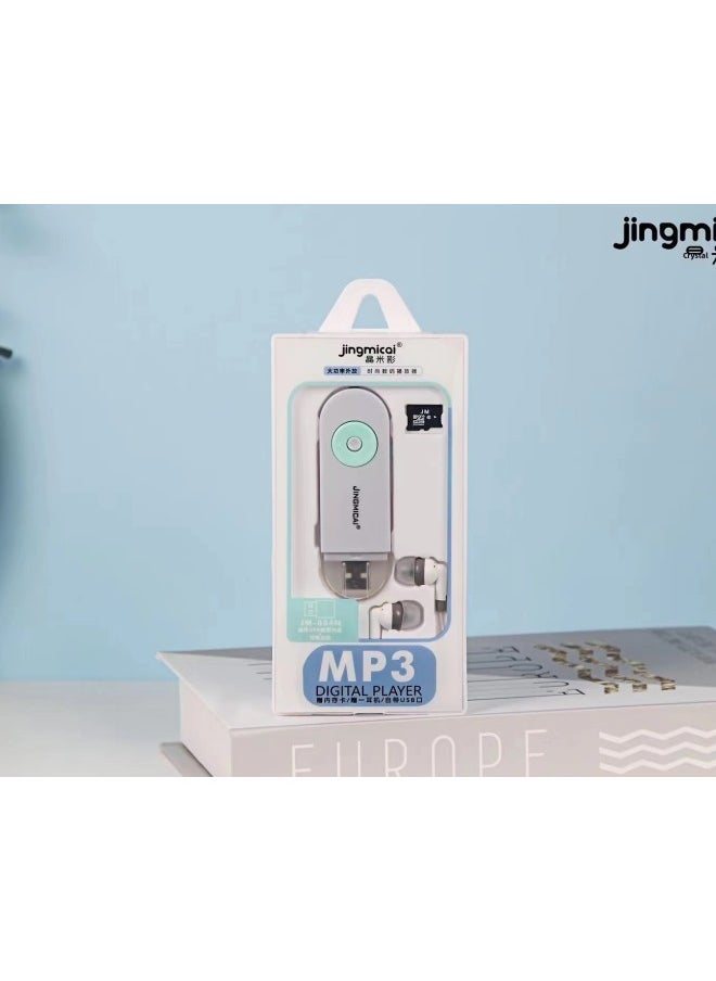 Jingmi Color JM-854N Fashion Two-color Transparent Cover USB Socket MP3 Suit Free Memory Card-Body Color:Blue-Memory Capacity:Send Memory Card