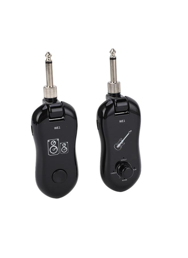 Black Guitar Wireless Transmitter Receiver Kit with Reverberation Type C Wireless Transmitter Set 6.35 Mono