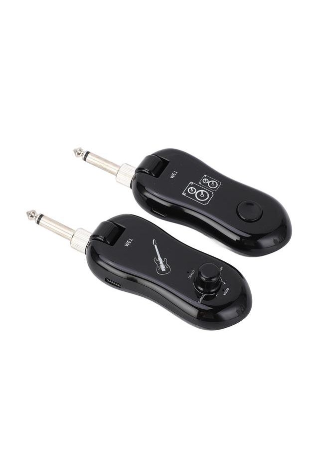 Black Guitar Wireless Transmitter Receiver Kit with Reverberation Type C Wireless Transmitter Set 6.35 Mono