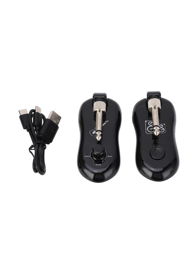 Black Guitar Wireless Transmitter Receiver Kit with Reverberation Type C Wireless Transmitter Set 6.35 Mono