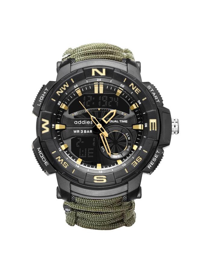 Edison Luminous Multifunctional Compass Watch Outdoor Mountaineering Whistle Flint Waterproof Electronic Men's Watch