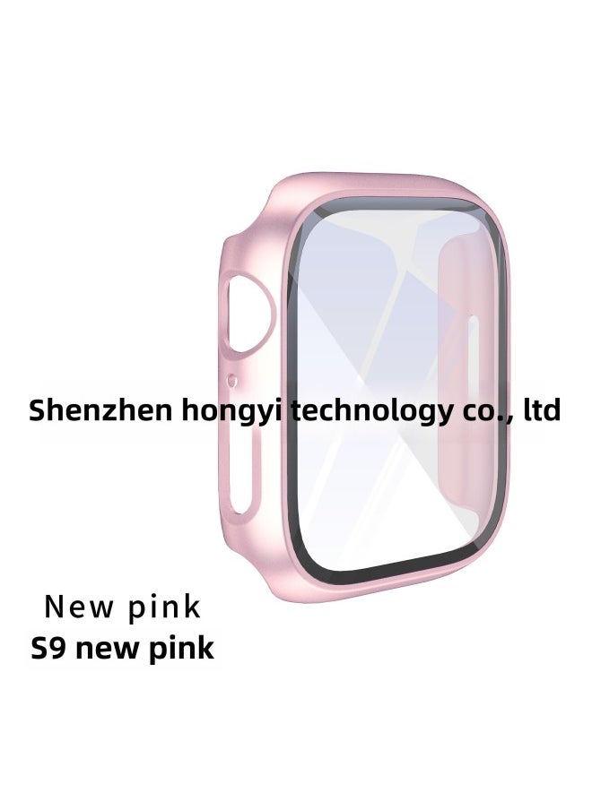 For Apple Watch SE-9 Generation PC Frosted Oil Injection Tempered Film All-in-One Apple Watch Protective Case-Color:S9 PINK-Exterior Dimension:40mm