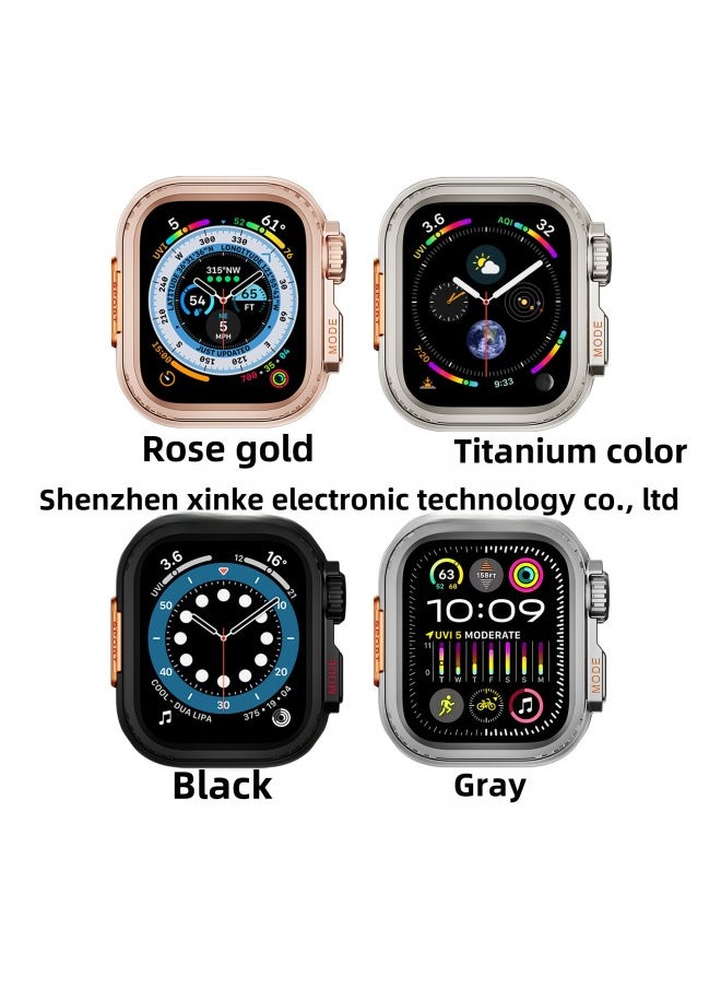 Applicable Apple Watch Case Apple Watch Metal Frame Back Cover Seconds Change Ultra49mm-Color:Bright Gold-Overall Dimensions:49mm