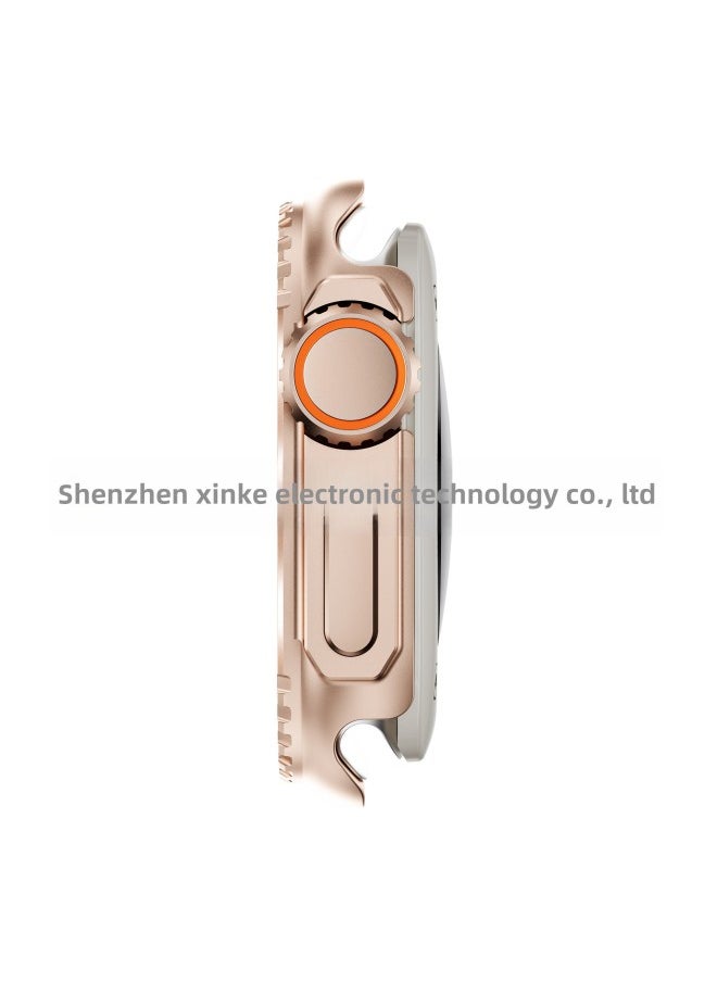 Applicable Apple Watch Case Apple Watch Metal Frame Back Cover Seconds Change Ultra49mm-Color:Bright Gold-Overall Dimensions:49mm