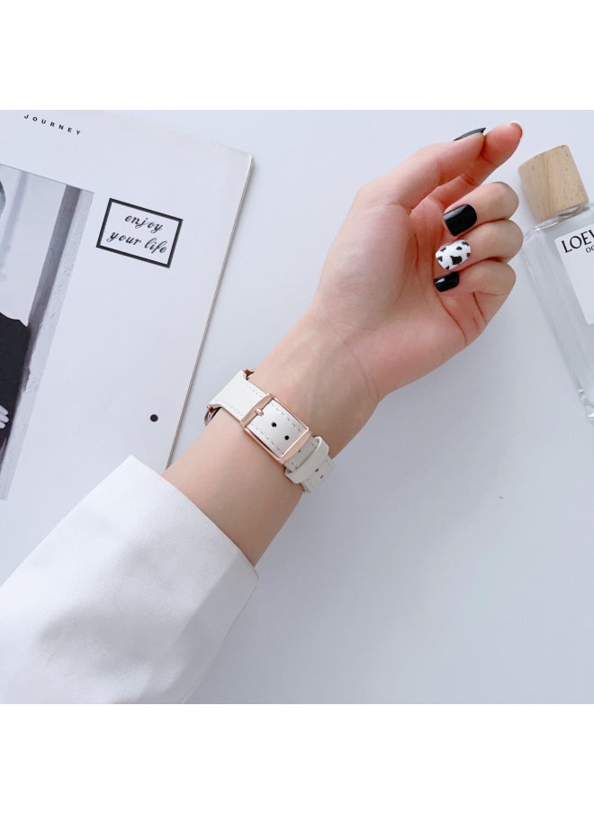 For Apple Applewatch Strap Ultra Leather Wristband Iwatchs8/7/6/5/4/se Day Buckle-Color:iWatch 8/41mm/light Pink (silver Buckle)-Exterior Dimension:More Than 1000