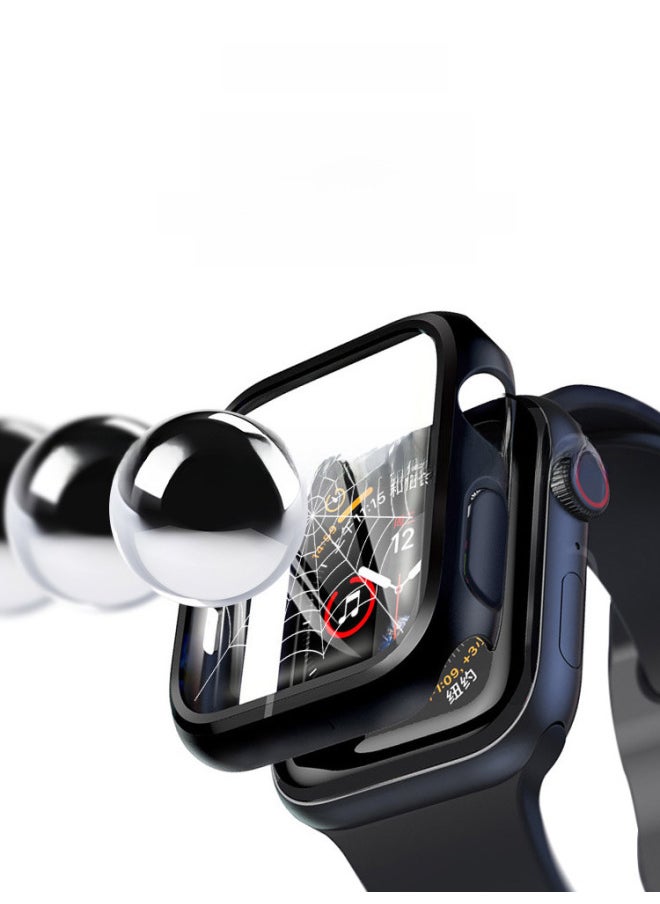 For S10 Apple Watch Watch Case Ultra2 Tempered Film Iwatch3456789SE Protection-Color:Black (case)-Appearance Size:44mm (s456/se Generation)