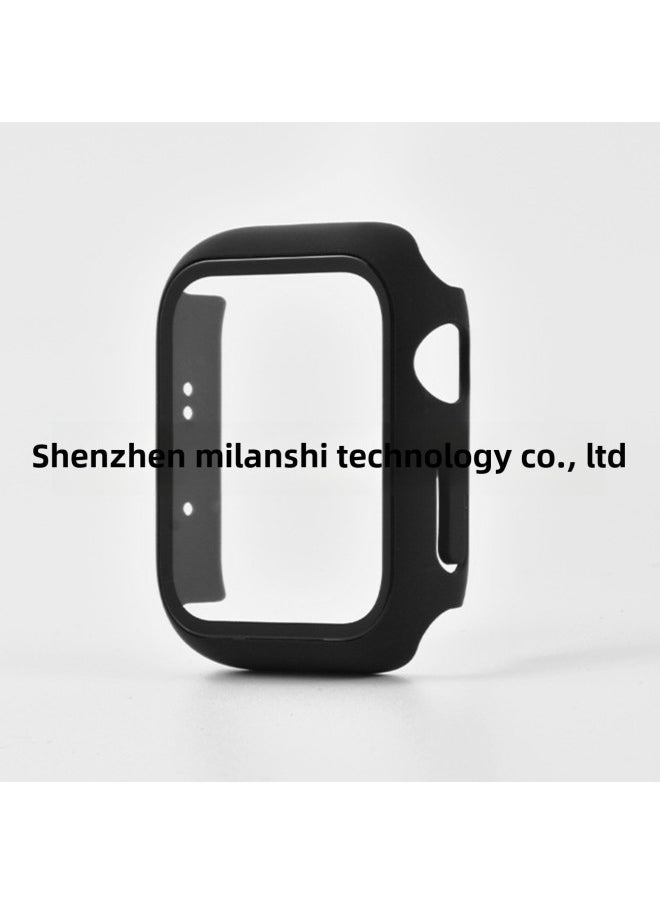 For S10 Apple Watch Watch Case Ultra2 Tempered Film Iwatch3456789SE Protection-Color:Black (case)-Appearance Size:44mm (s456/se Generation)