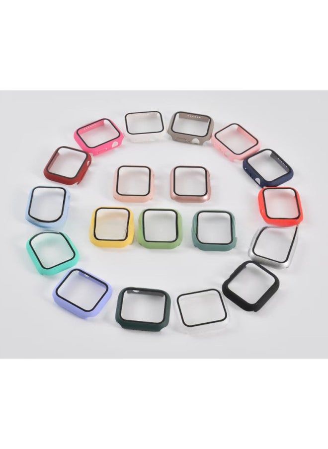 For S10 Apple Watch Watch Case Ultra2 Tempered Film Iwatch3456789SE Protection-Color:Black (case)-Appearance Size:44mm (s456/se Generation)