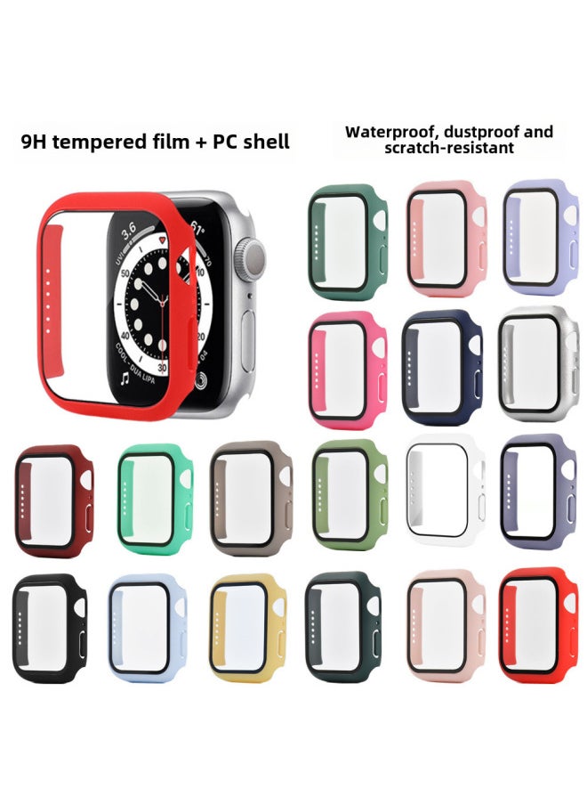 For S10 Apple Watch Watch Case Ultra2 Tempered Film Iwatch3456789SE Protection-Color:Black (case)-Appearance Size:44mm (s456/se Generation)