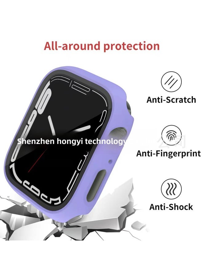 For Apple Watch SE-9 Generation PC Frosted Oil Injection Tempered Film All-in-One Apple Watch Protective Case-Color:White-Exterior Dimension:44mm