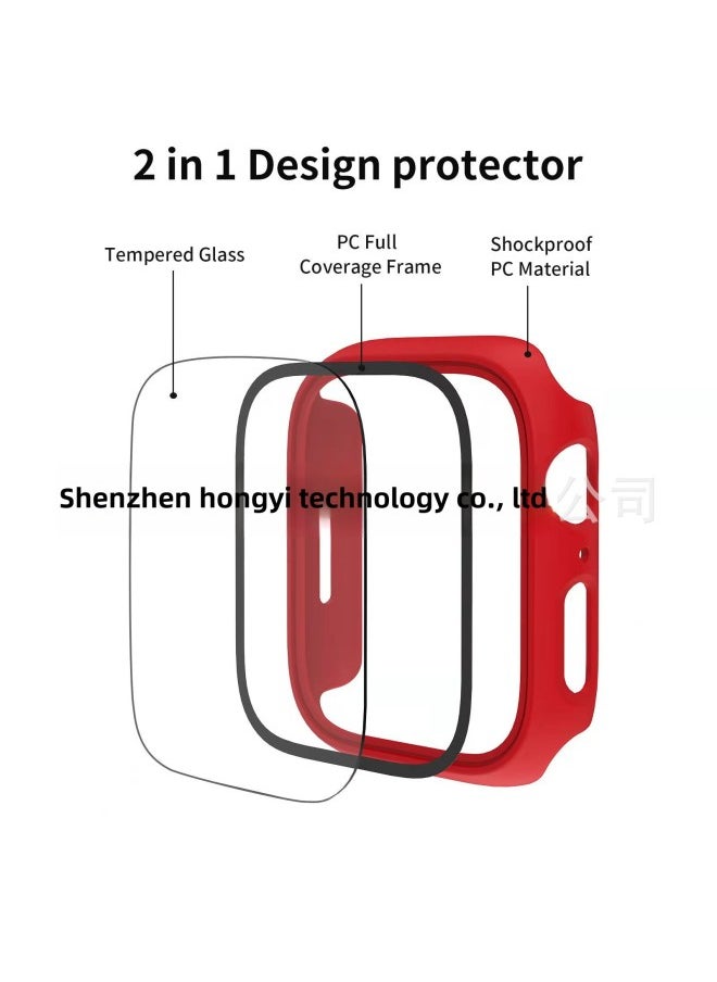 For Apple Watch SE-9 Generation PC Frosted Oil Injection Tempered Film All-in-One Apple Watch Protective Case-Color:White-Exterior Dimension:44mm