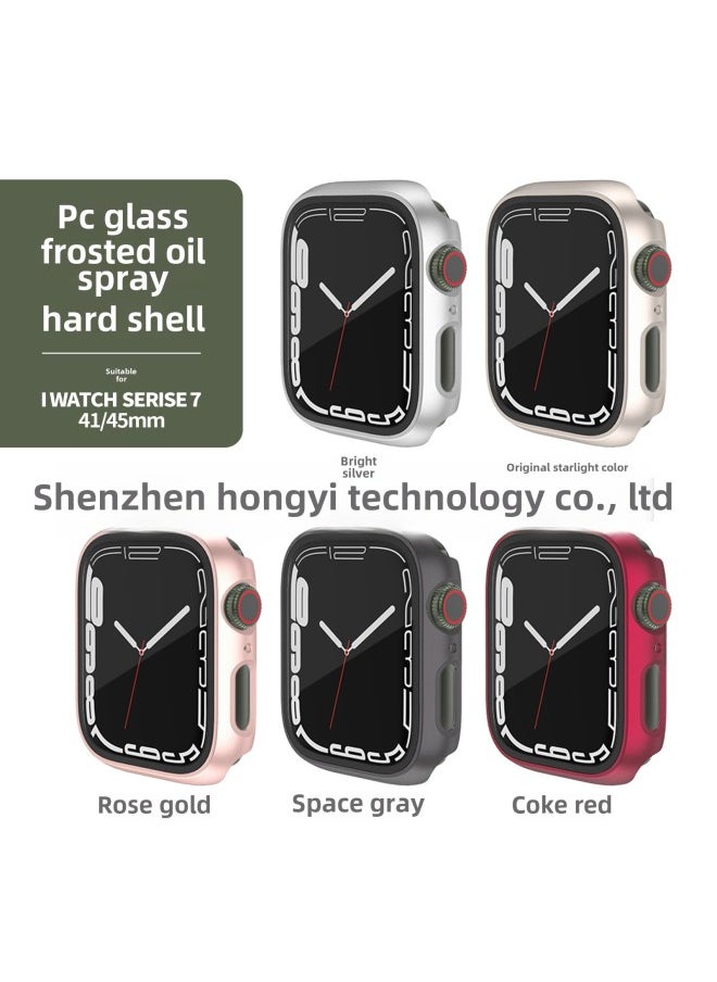For Apple Watch SE-9 Generation PC Frosted Oil Injection Tempered Film All-in-One Apple Watch Protective Case-Color:White-Exterior Dimension:44mm