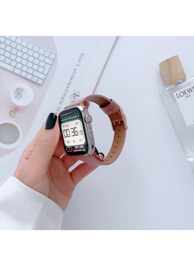 For Apple Applewatch Strap Ultra Leather Wristband Iwatchs8/7/6/5/4/se Day Buckle-Color:iWatch 4/5/6/se/40mm/Purple (silver Buckle)-Exterior Dimension:Below Article 20